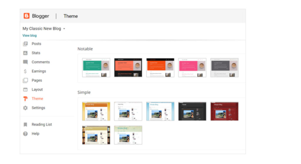 So sánh Blogger và WordPress – Nên lựa chọn sử dụng nền tảng nào? 8 Phần theme của Blogger