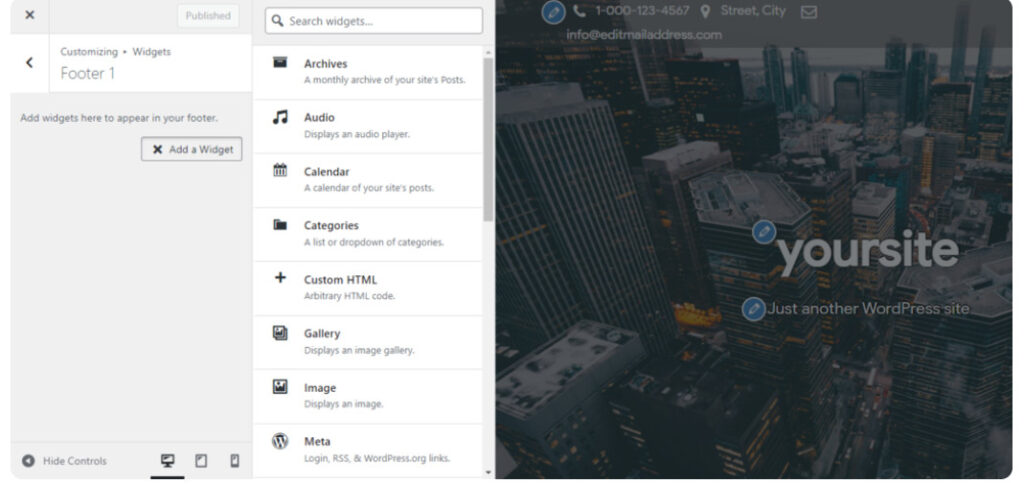 Tổng hợp cách chỉnh sửa chân trang trong wordpress chi tiết hiện nay 16 Thêm widget vào footer