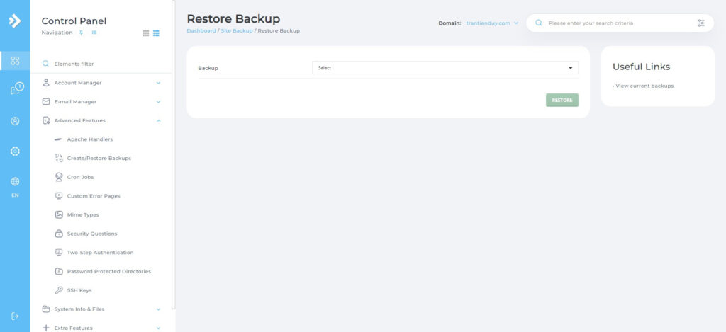 Cách Kết Nối Hosting Với Domain (Trỏ Domain về hosting) 12 Restore-Backup