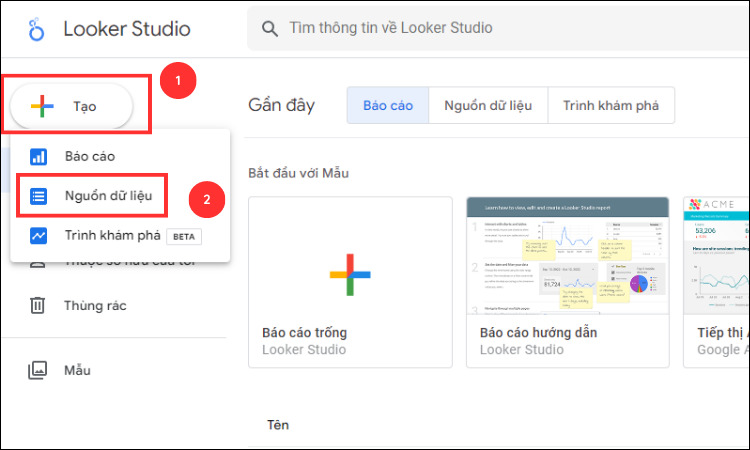 Google Data Studio là gì? Tính năng, lợi ích và cách sử dụng 4 Bước 2: Tạo báo cáo Google Data Studio