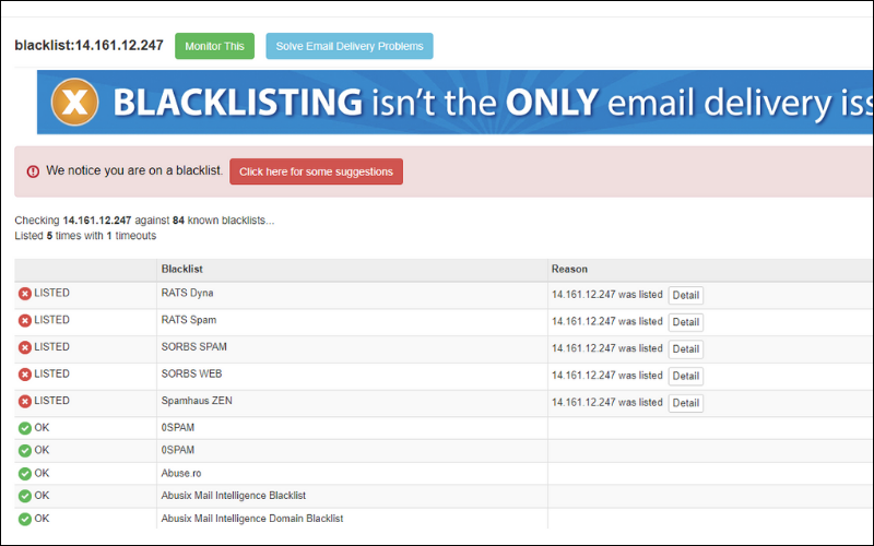 Blacklist Là Gì? Hướng Dẫn Kiểm Tra Và Gỡ Địa Chỉ IP Bị Cấm 7 Kết quả kiểm tra Blacklist