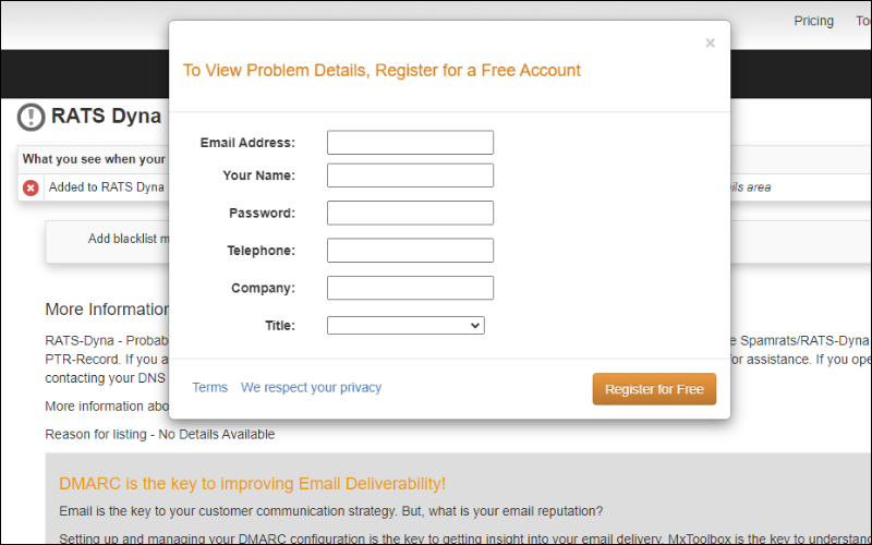 Blacklist Là Gì? Hướng Dẫn Kiểm Tra Và Gỡ Địa Chỉ IP Bị Cấm 8 register MXtoolbox