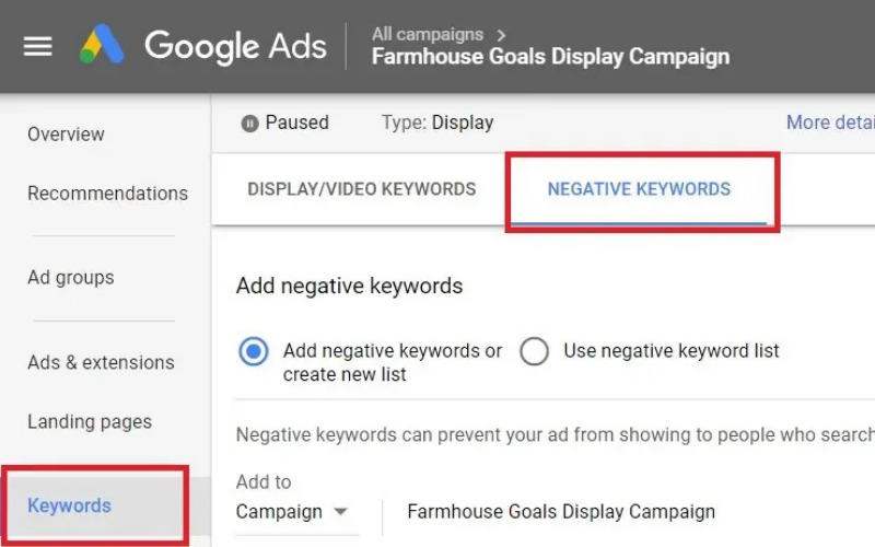 PPC Là Gì? 6 Mẹo Tối Ưu PPC Marketing Hiệu Quả 7 negative keywords