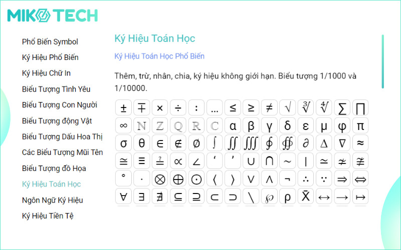 1000 Biểu Tượng, Icon, Kí Hiệu Phổ Biến, Đẹp Mắt Và Miễn Phí 4 biểu tượng toán học